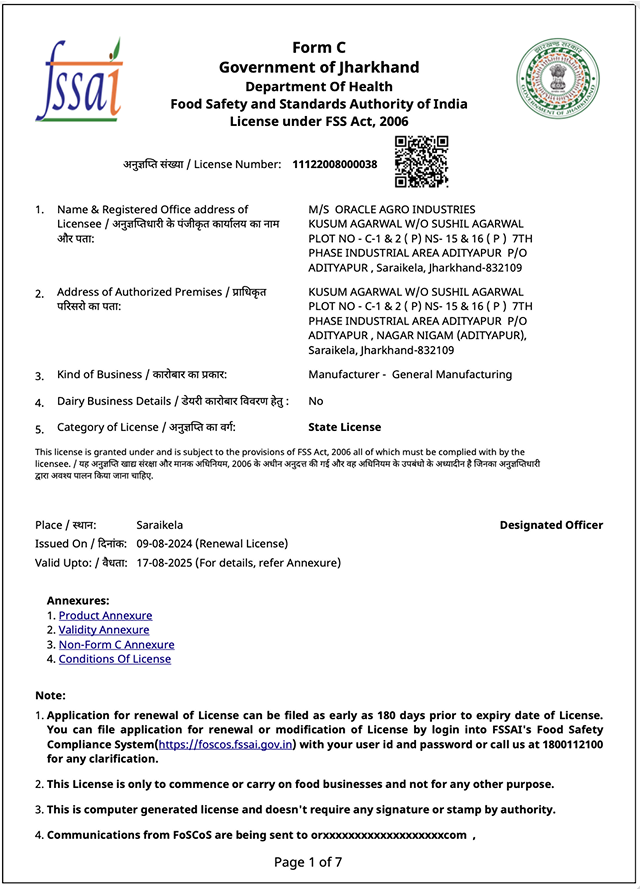 orace-aagro-fssai